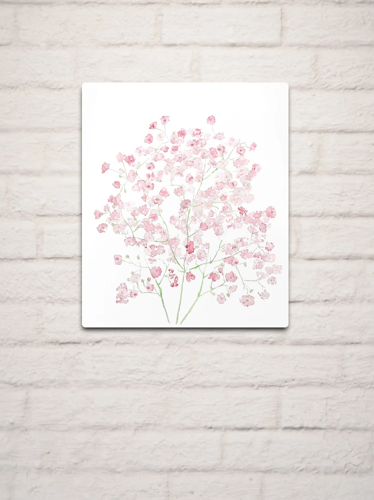 light pink Baby Breath Bouquet gypsophila watercolor painting