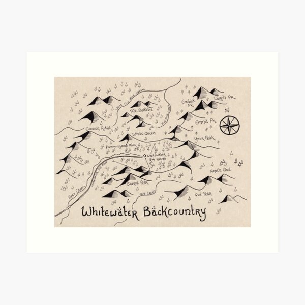 Whitewater Backcountry Map Art Print