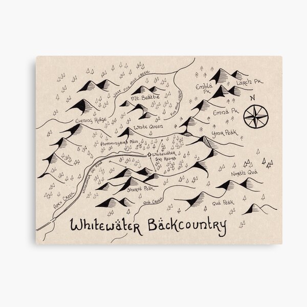 Whitewater Backcountry Map Canvas Print