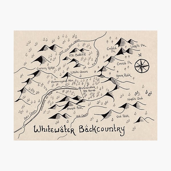 Whitewater Backcountry Map Photographic Print