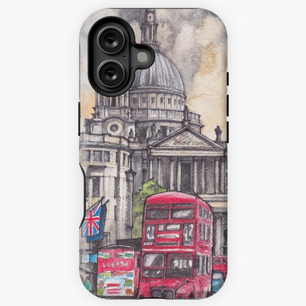 Item preview, London Street, ink & watercolor illustration designed and sold by Art-By-Ewelina.
