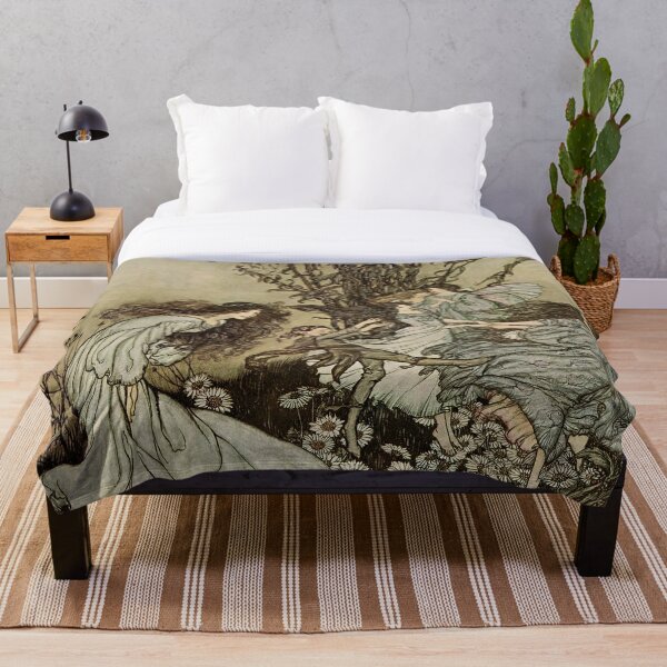 “Dancing With the Fairies” by Arthur Rackham Throw Blanket
