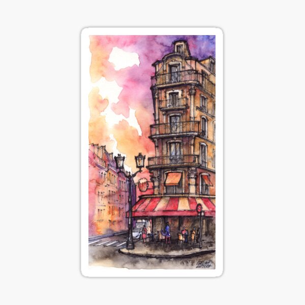 Artikel-Vorschau von Paris, Frankreich, Tinte u. Aquarellillustration, designt und verkauft von Art-By-Ewelina.