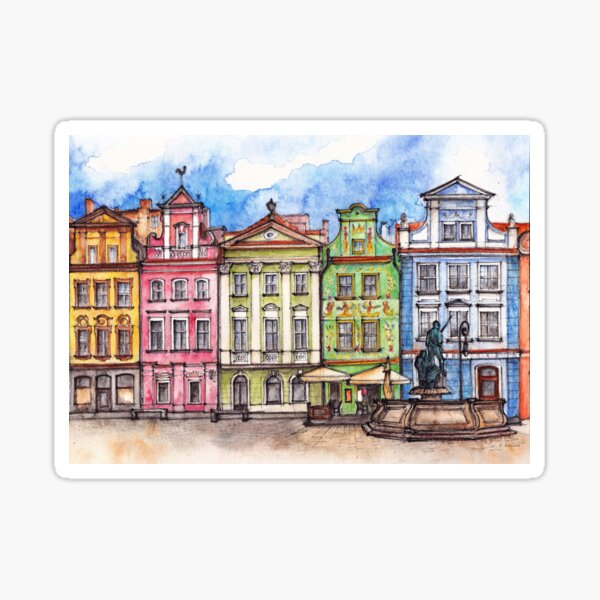 Artikel-Vorschau von Poznan, Polen Tinte & Aquarell Abbildung, designt und verkauft von Art-By-Ewelina.