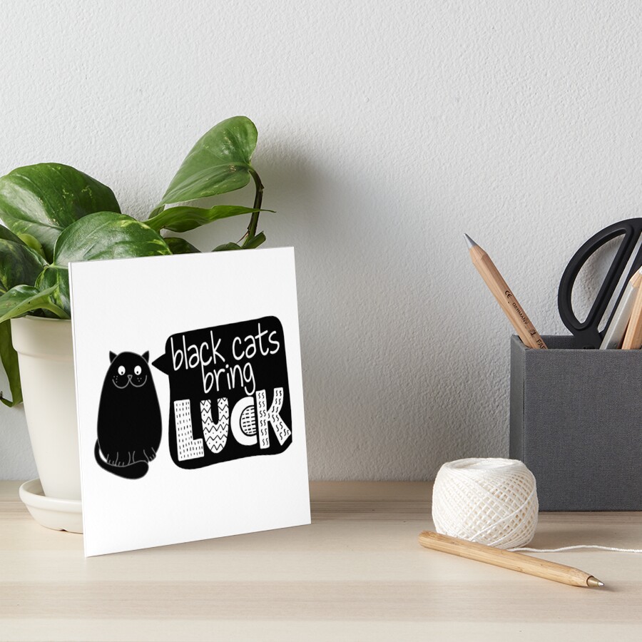 Impression Rigide Les Chats Noirs Portent Chance Conception De Citation Drole Avec Chat Noir Grincheux Par Zsuskaa Redbubble