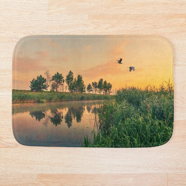 Summer dawn on a small river Bath Mat