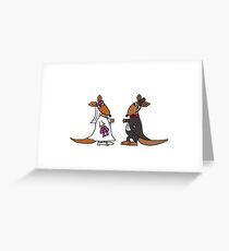 Awesome Bride and Groom Kangaroo Art Original Greeting Card