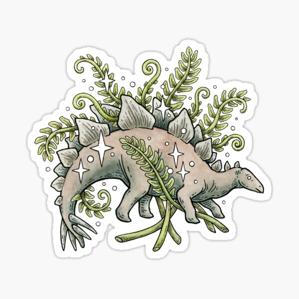 Stegosaurus & Ferns | Dinosaur Botanical Art Sticker