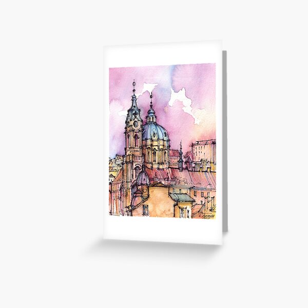 Item preview, Prague ink & watercolor illustration designed and sold by Art-By-Ewelina.