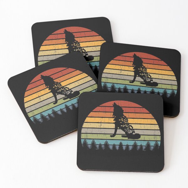 Artikelvorschau, Retro Heulender Wolf Vollmond Outdoor Natur Geschenk entworfen und verkauft von Style4You24.