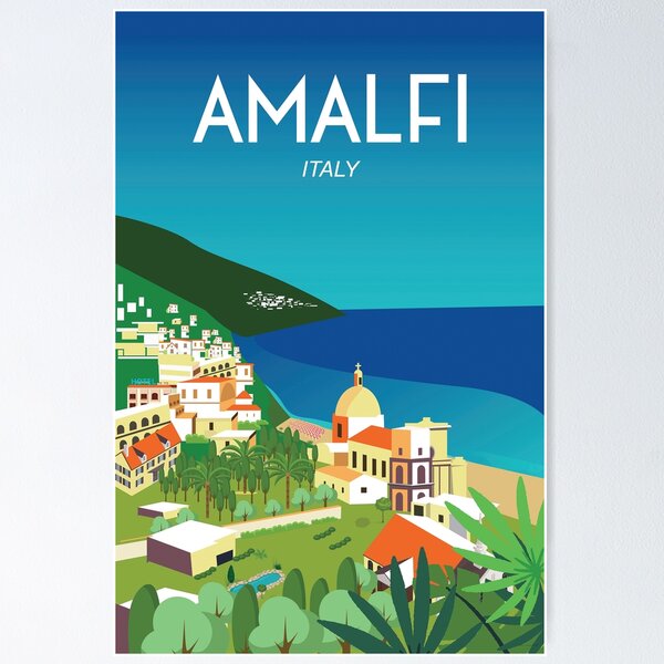 Item preview, Amalfi Italy Vintage travel poster landscape designed and sold by Arctic frame studio.