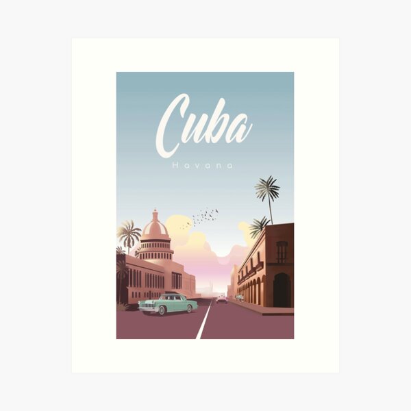 Aperçu de l'œuvre La Havane Cuba Affiche rétro vintage de voyage créée et vendue par Arctic frame studio.