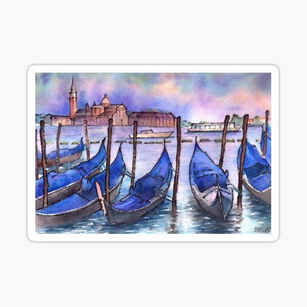 Artikel-Vorschau von Venedig, Italien Tinte & Aquarell Illustration, designt und verkauft von Art-By-Ewelina.