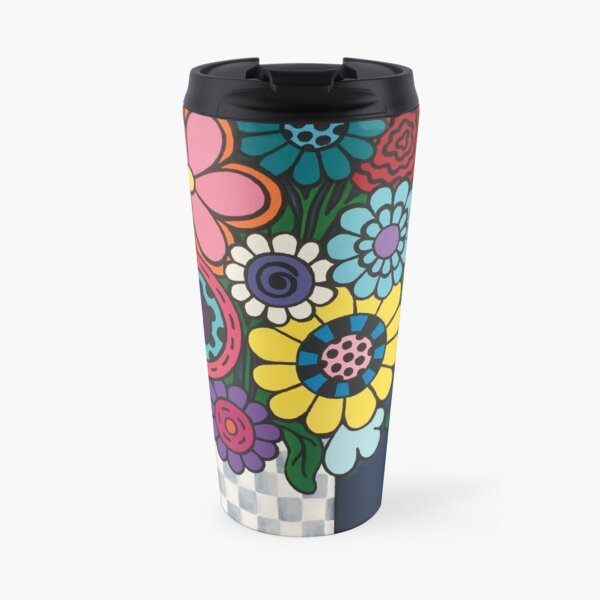 Checkered Bouquet Travel Mug