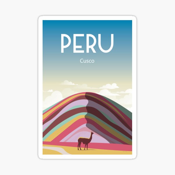 Peru Vinicunca Rainbow Mountain travel poster  Sticker