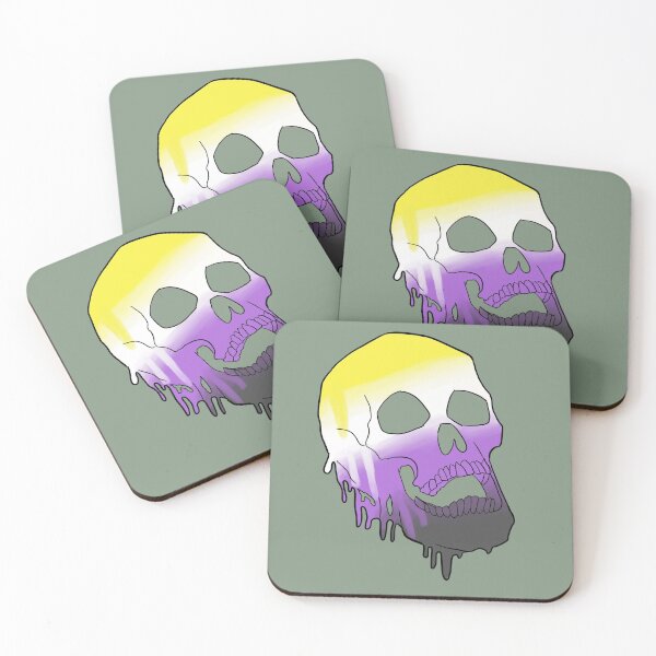 Item preview, LGBT Pride Melting Skull - Nonbinary Flag designed and sold by spitscribble.