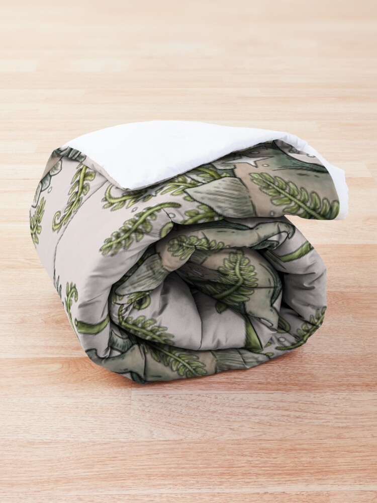 Alternate view of Stegosaurus & Ferns | Dinosaur Botanical Art Comforter
