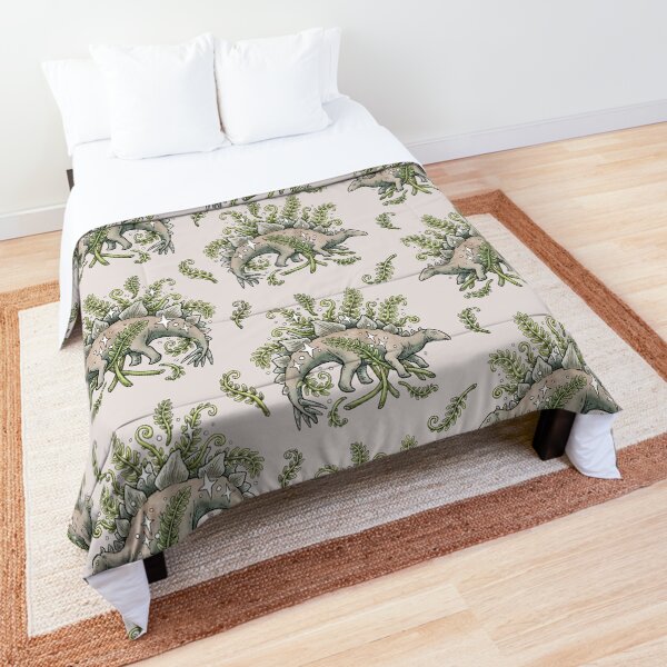 Stegosaurus & Ferns | Dinosaur Botanical Art Comforter