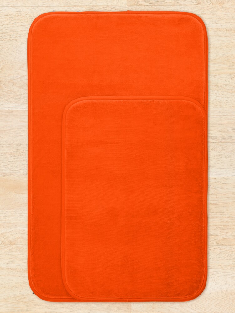 Alternate view of PLAIN ORANGE RED | SOLID COLOR ORANGE RED -OVER 100 SHADES OF ORANGE ON OZCUSHIONS Bath Mat