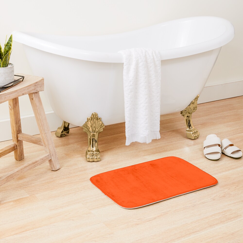 PLAIN ORANGE RED | SOLID COLOR ORANGE RED -OVER 100 SHADES OF ORANGE ON OZCUSHIONS Bath Mat