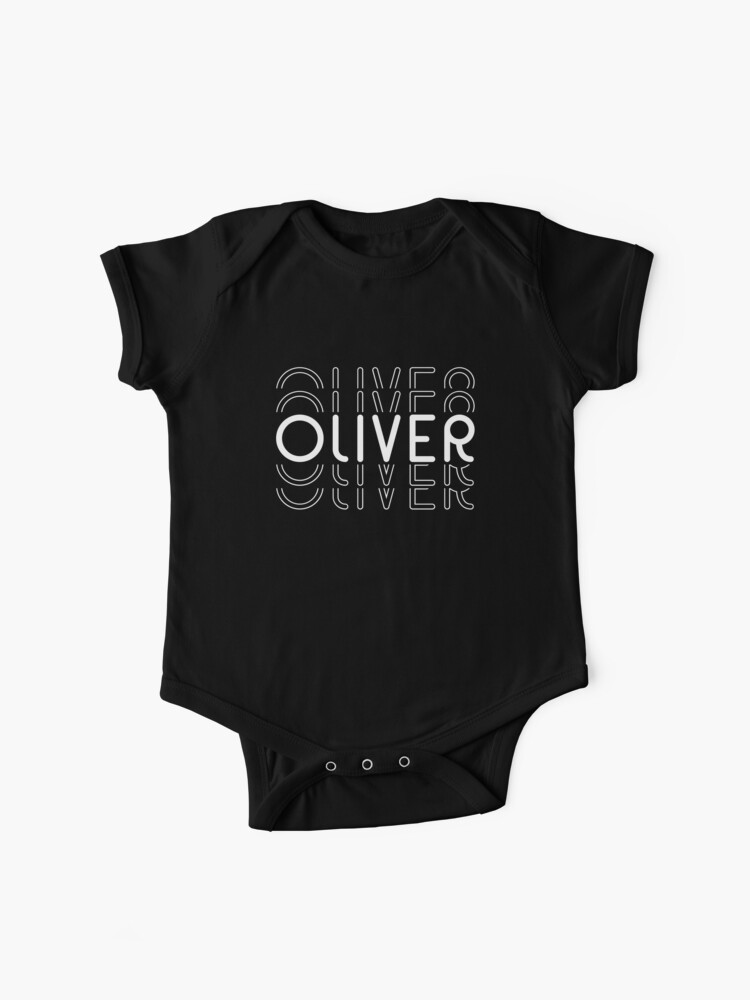 Body Para Bebe Nombre Oliver En Estilo Blanco Y Negro De Time Is Money Redbubble