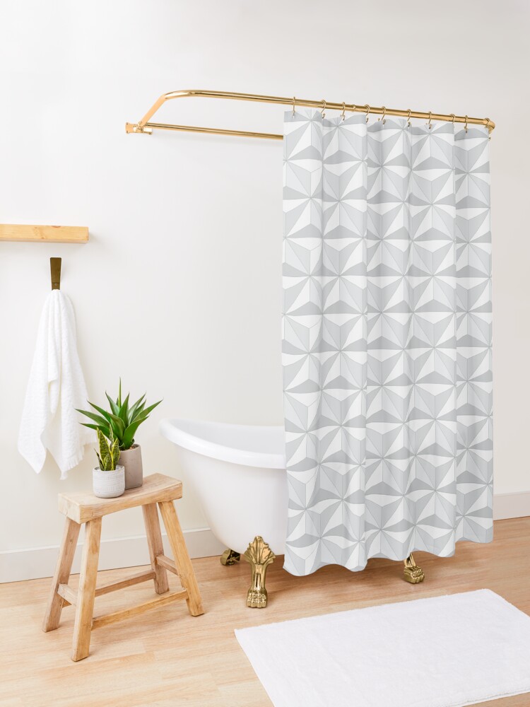 Alternate view of Geodesic Sphere, Greyscale Shower Curtain