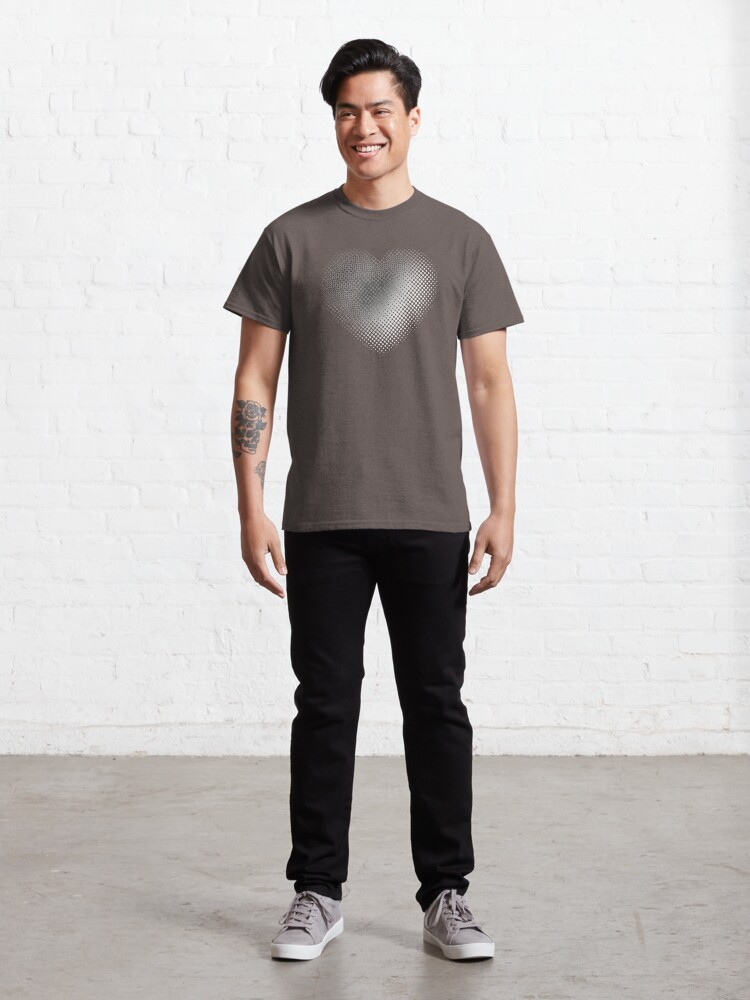 Alternate view of Linear Gradient on Halftone Heart (Gray) NOIR Classic T-Shirt