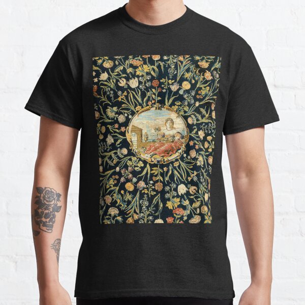 LADY FLORA AMONG FLOWERS Antique Floral Tapestry Classic T-Shirt