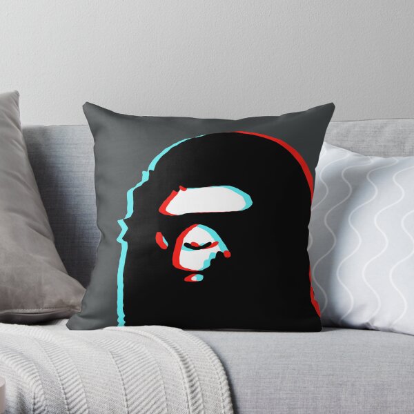 trippy bape Throw Pillow