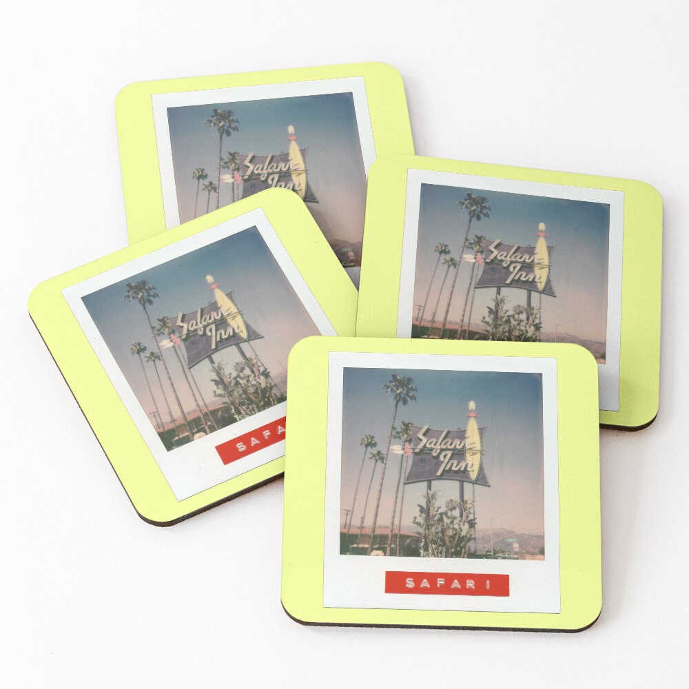 Safari Inn Neon Sign - Original Polaroid Coasters (Set of 4)