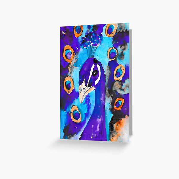 Bright beautiful peacock Greeting Card