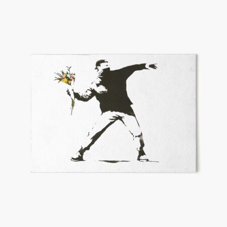 Banksy - Hombre arrojando flores - Antifa vs Diseño de manifestación policial para hombres, mujeres, póster Lámina rígida