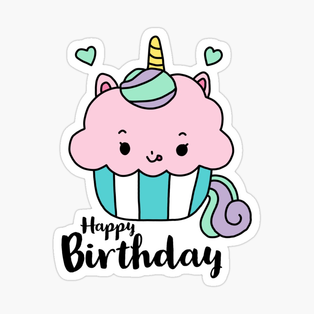 Carte De Vœux Joyeux Anniversaire Cupcake Licorne Par Tristahx Redbubble