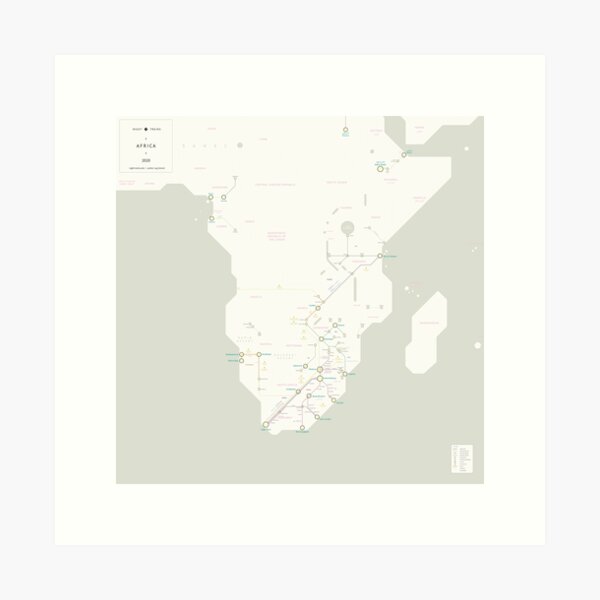 Night Trains Africa Map Art Print