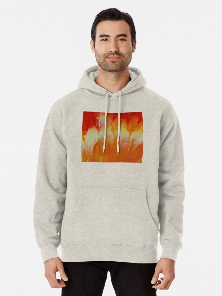 Alternate view of Campfire: fluid acrylic pour art Pullover Hoodie