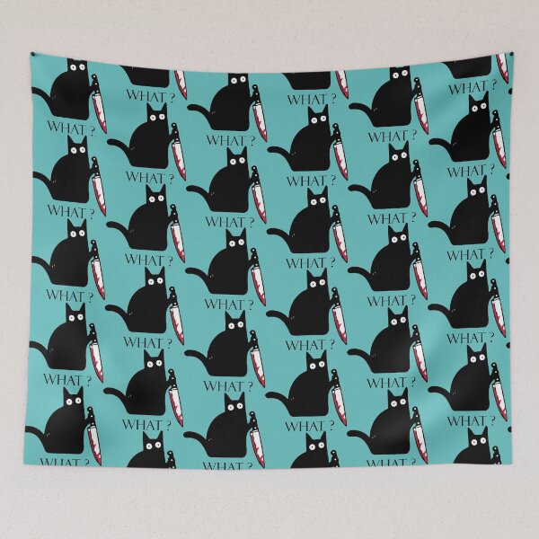 Item preview, Black cat ,cute cat, what cat, crazy black cat, funny cat, murderous cat designed and sold by MajesticInk.