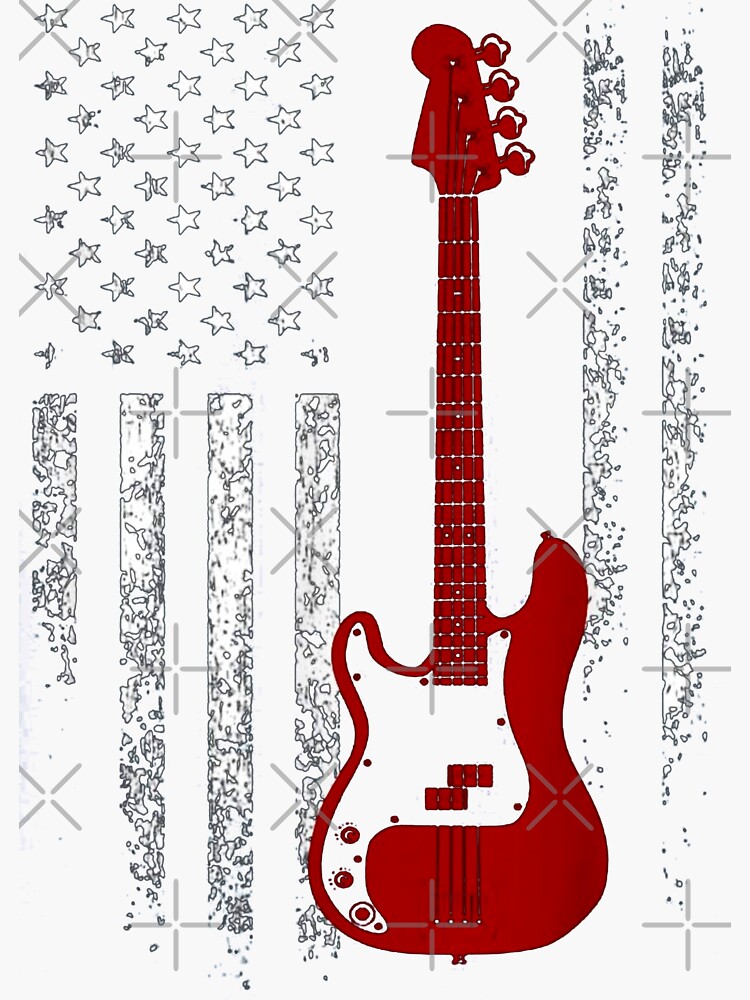 “Bass Guitar American Flag Bass Guitar t Shirt” Sticker by LyChoang