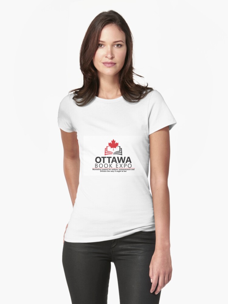 Thumbnail 1 of 3, Fitted T-Shirt, Ottawa Book Expo 2020 logo designed and sold by agoramedia.