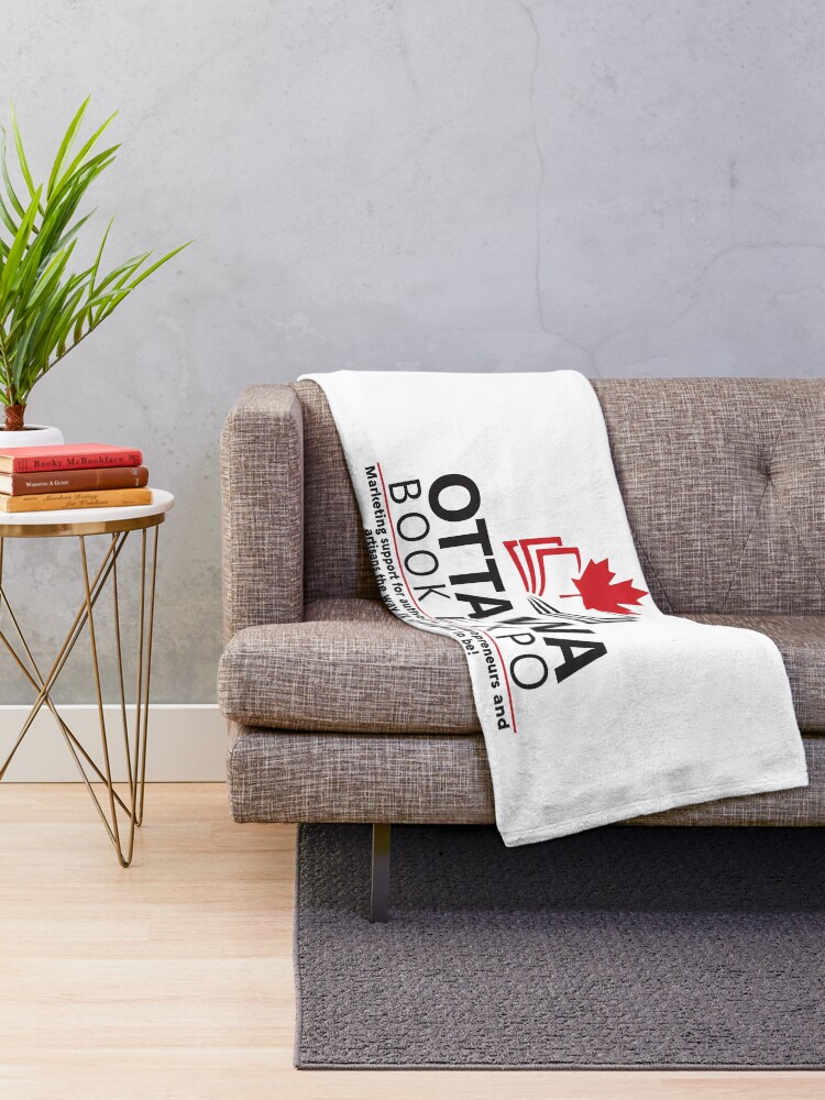 Thumbnail 2 of 6, Throw Blanket, Ottawa Book Expo 2020 logo designed and sold by agoramedia.