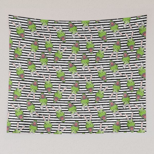 Item preview, Tyrannosaurus rex with Bunny Ears - black stripes designed and sold by littlearrow.