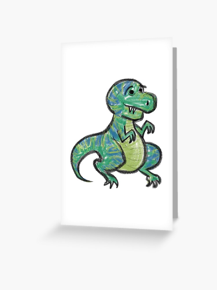 Tarjetas de felicitación «Dinosaurio lindo tonto, dibujos animados de T-Rex»  de mrkessell | Redbubble