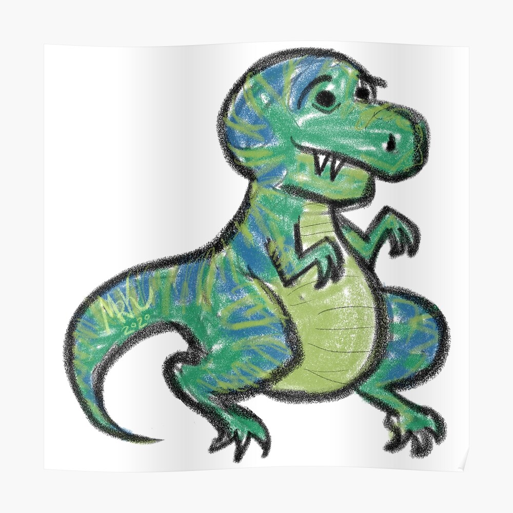 Lámina artística «Dinosaurio lindo tonto, dibujos animados de T-Rex» de  mrkessell | Redbubble