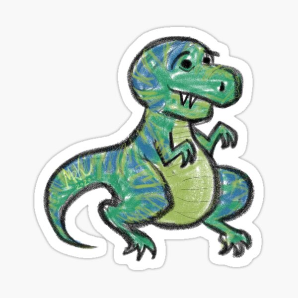 Silly Cute Dinosaur, T-Rex Cartoon Sticker