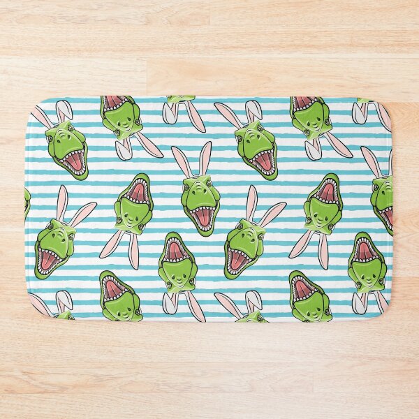 Item preview, Tyrannosaurus rex with Bunny Ears - blue stripes designed and sold by littlearrow.