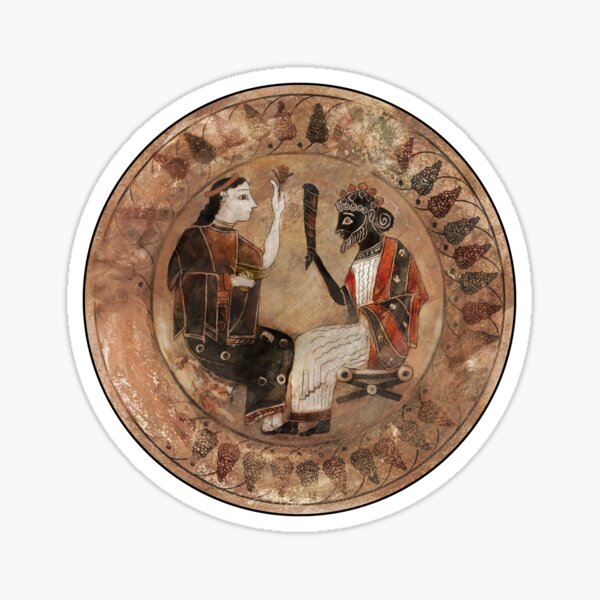 Coloured  Archaic Dionysos and Ariadne  Sticker
