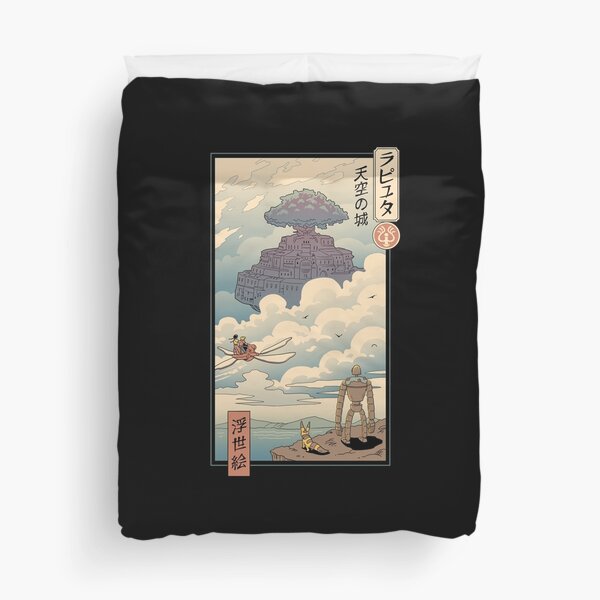 Sky Castle Ukiyo e Duvet Cover