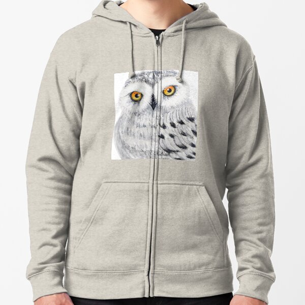 Snowy Owl / Digital Art Zipped Hoodie