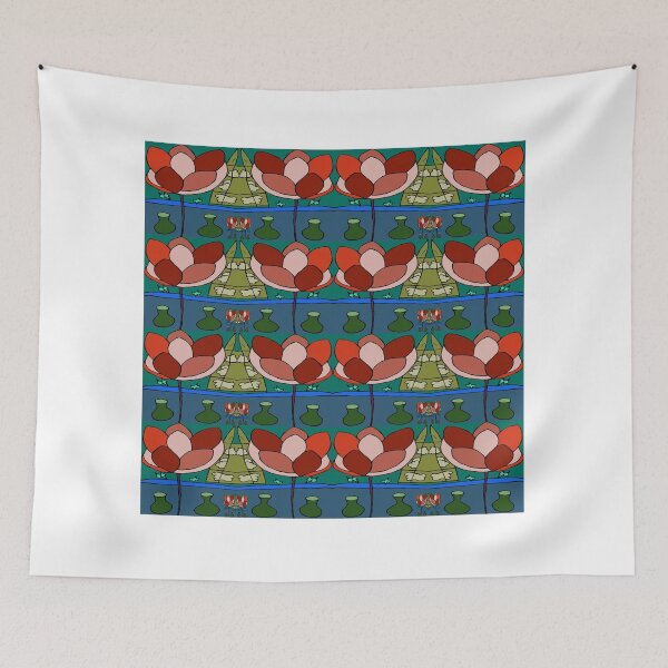 Item preview, Flowers Vases Birds And Sky Horizontal Stripe designed and sold by LeilaBlackrose.