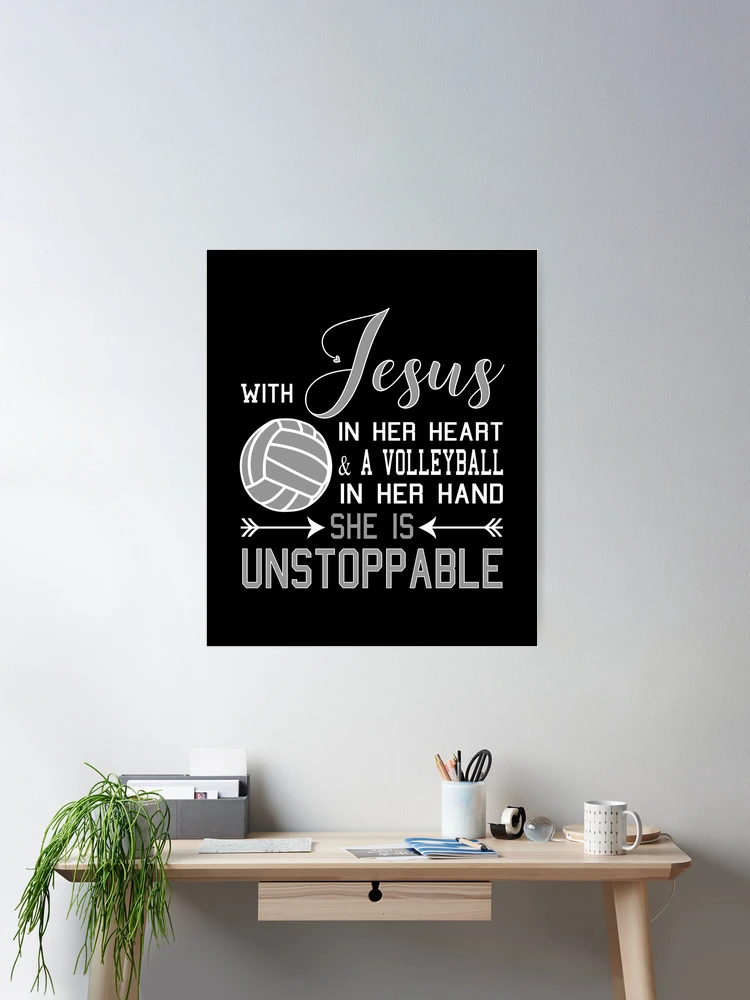 Volleyball Make-up-Tasche 'She Is Unstoppable' – Mit Jesus & Volleyball-Motiv, Wasserdicht & Stylisch