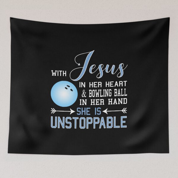 Item preview, WITH JESUS IN HER HEART And BOWLING BALL In Her HAND SHE IS Unstoppable designed and sold by nikkidawn74.